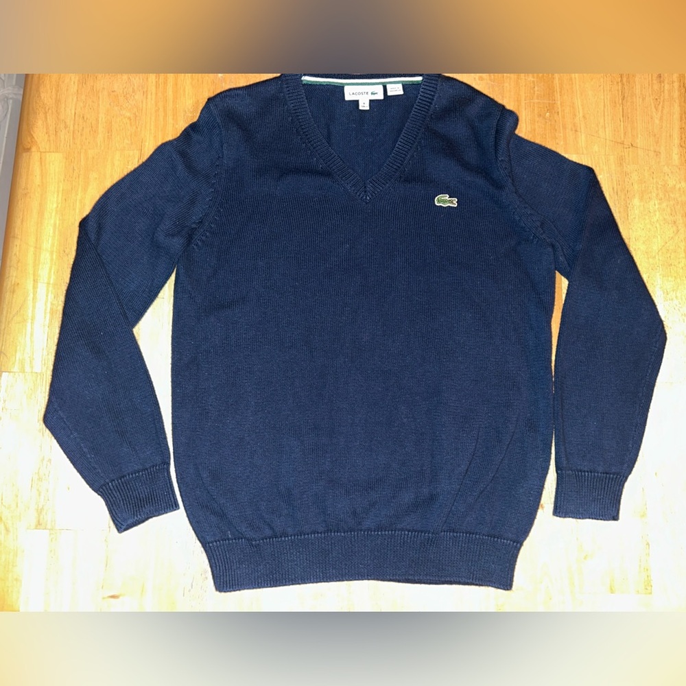 Lacoste long sleeved sweater kid youth boy size 8 dark blue
